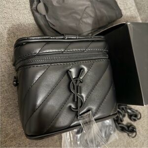 Yves Saint Laurent Black Quilted Makeup Bag